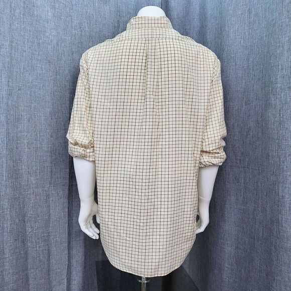 RALPH LAUREN Long Sleeve Button Down Shirt Cream / Ivory Plaid Men's Size XL - Picture 3 of 10